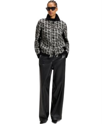 BOSS by Women's Patterned Feather Tweed Regular-Fit Jacket