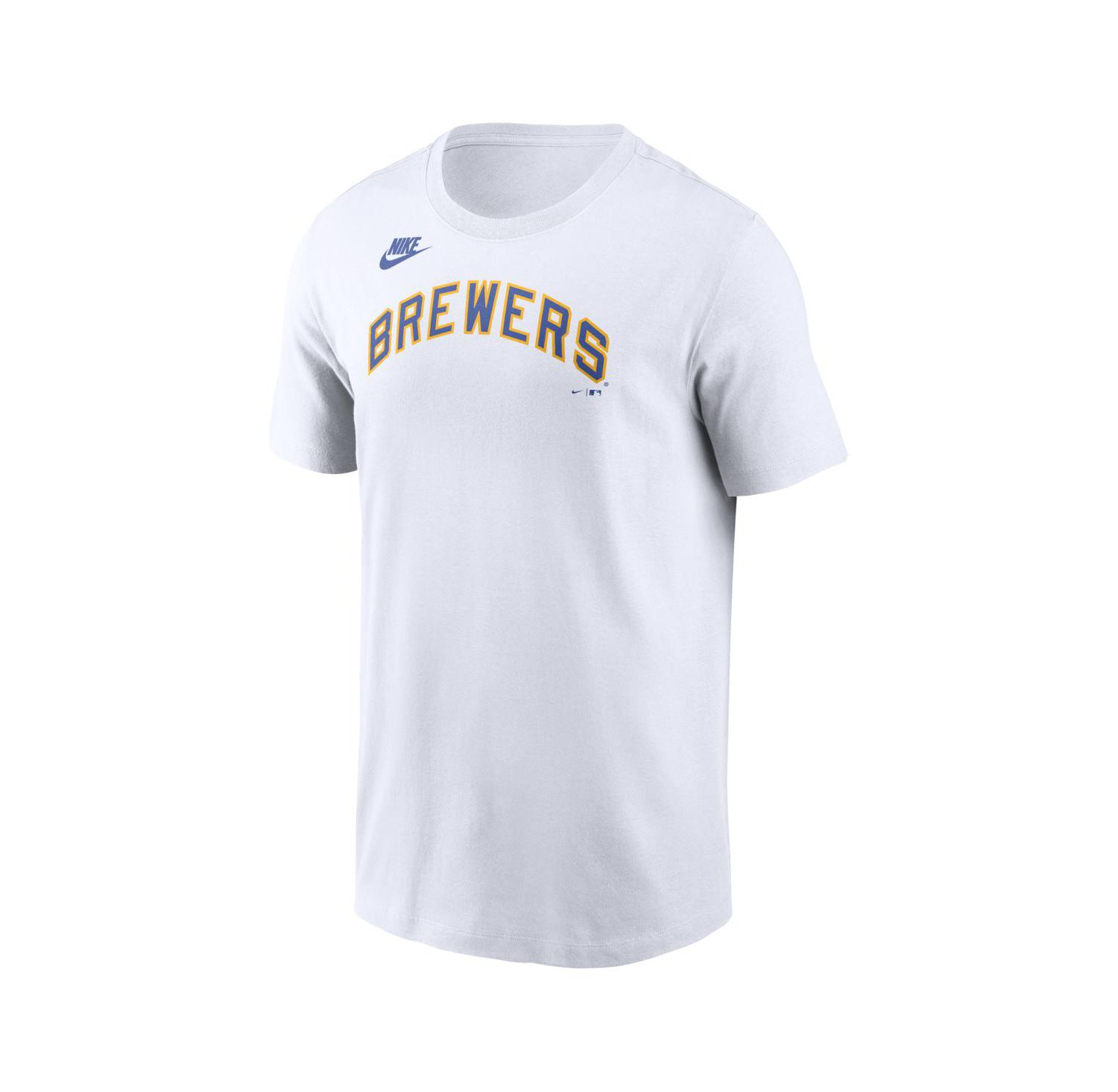 Men's White Milwaukee Brewers Cooperstown Collection Wordmark T-Shirt