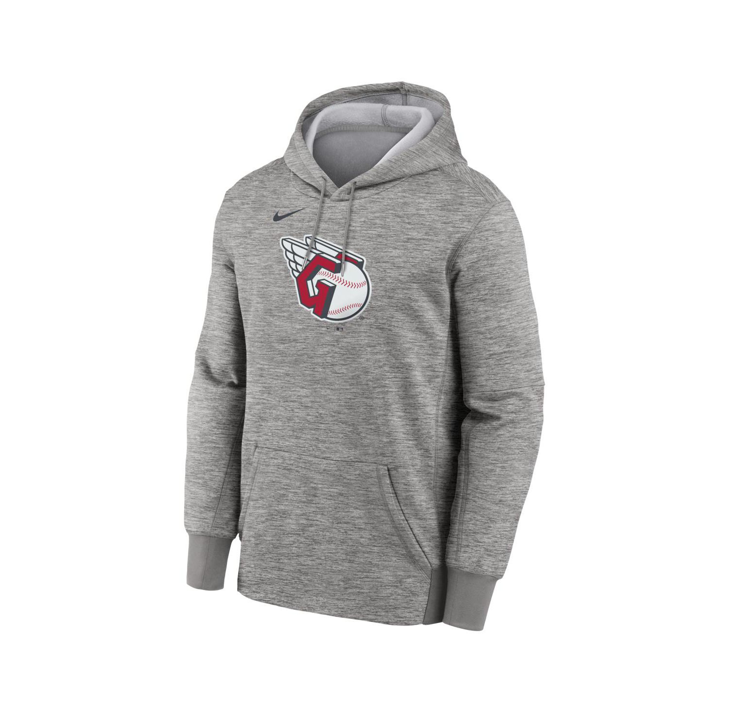 Men's Heather Gray Cleveland Guardians Primary Logo Therma Hoodie