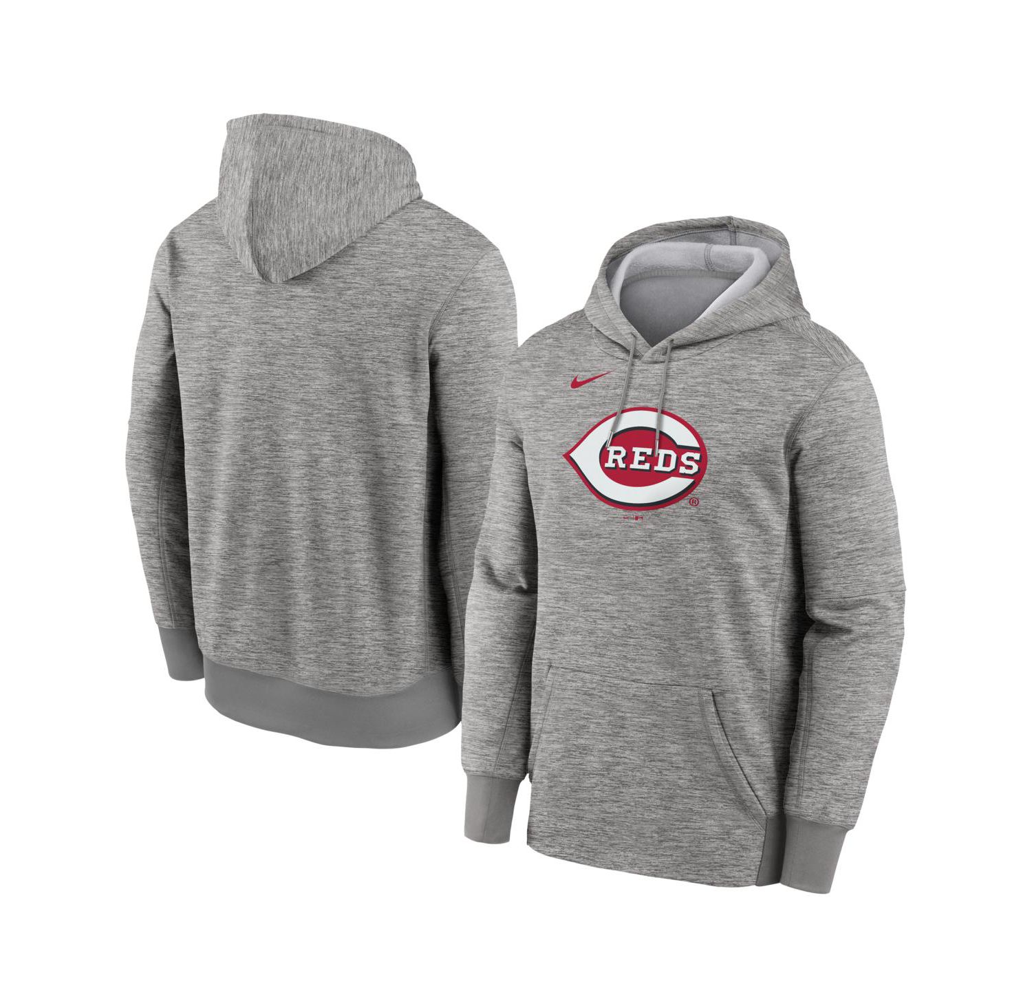 Men's Heather Gray Cincinnati Reds Primary Logo Therma Hoodie