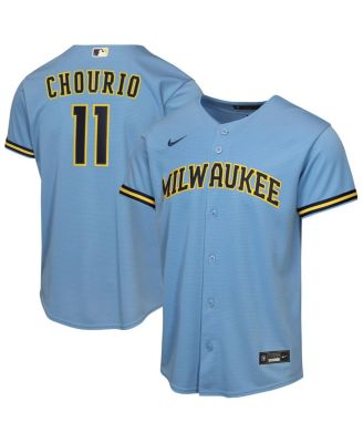 Big Boys and Girls Jackson Chourio Light Blue Milwaukee Brewers Road Replica Jersey