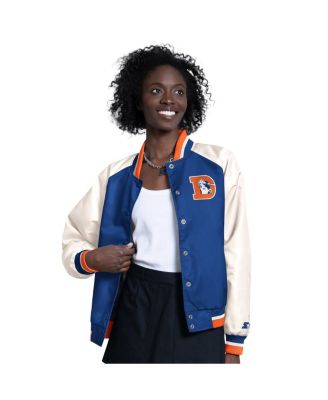 Women's Blue/White Denver Broncos Raglan Blitz Full-Snap Varsity Jacket