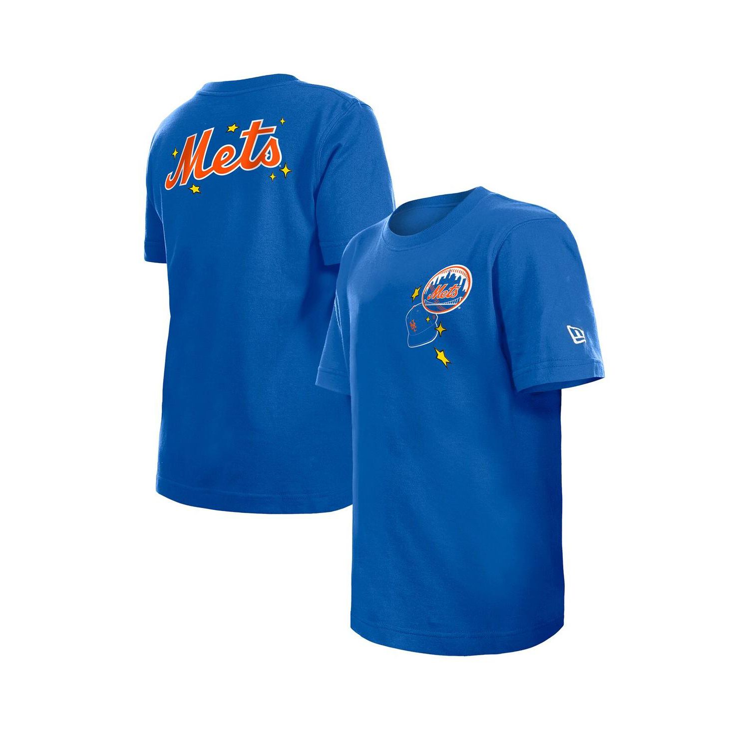 Big Boys and Girls Royal New York Mets Stars Cap T-Shirt