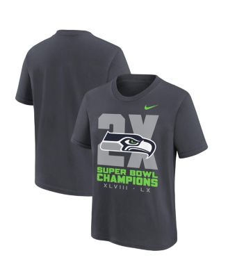 Big Boys and Girls Anthracite Seattle Seahawks Two-Time Super Bowl Champions Multi-Champs T-Shirt
