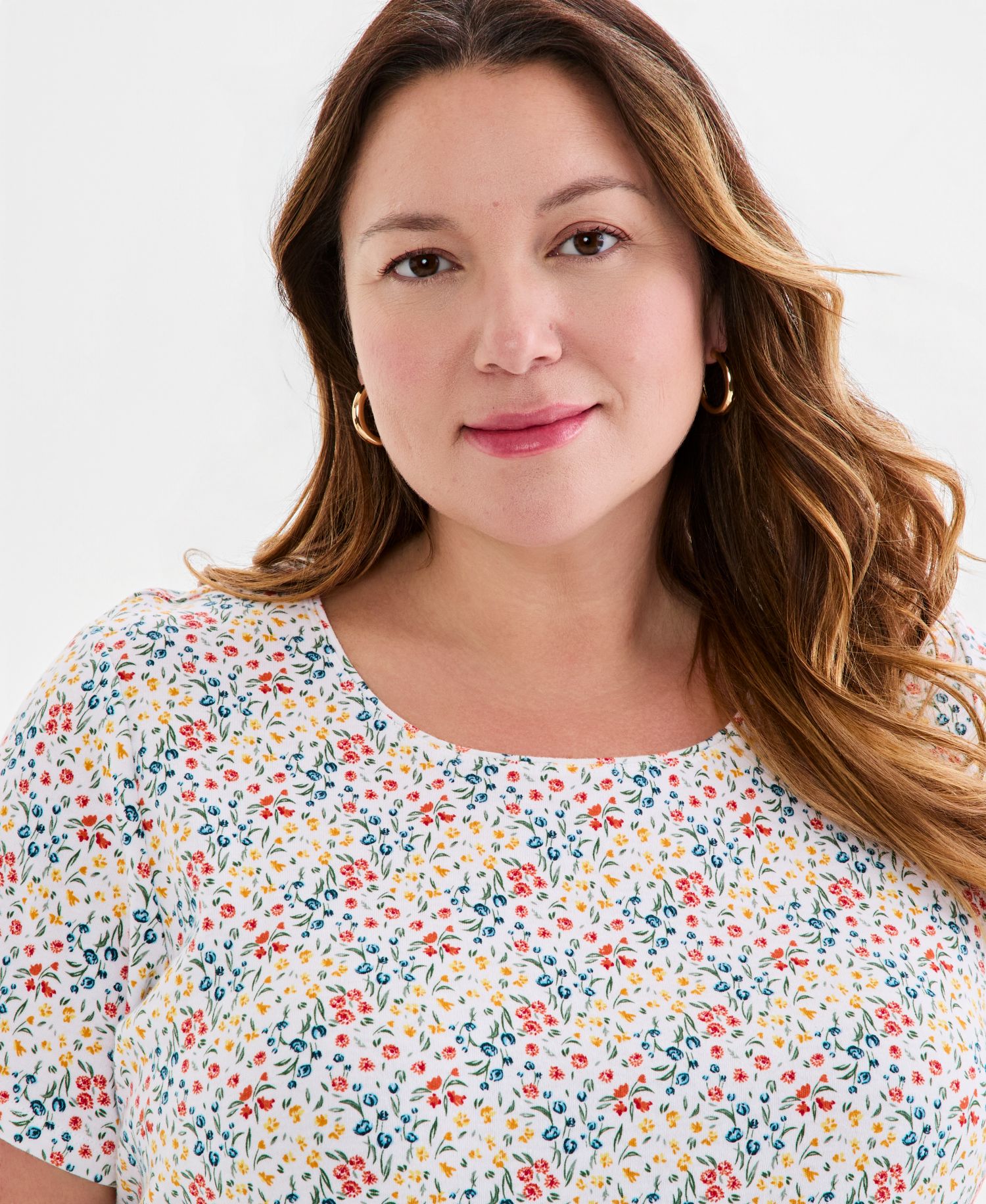 Petite Printed Short-Sleeve Scoop-Neck Top