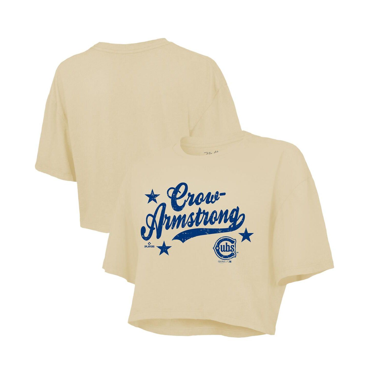 Женский топ Majestic Threads Pete Crow-Armstrong Cream Chicago Cubs Boxy Crop — фото 1