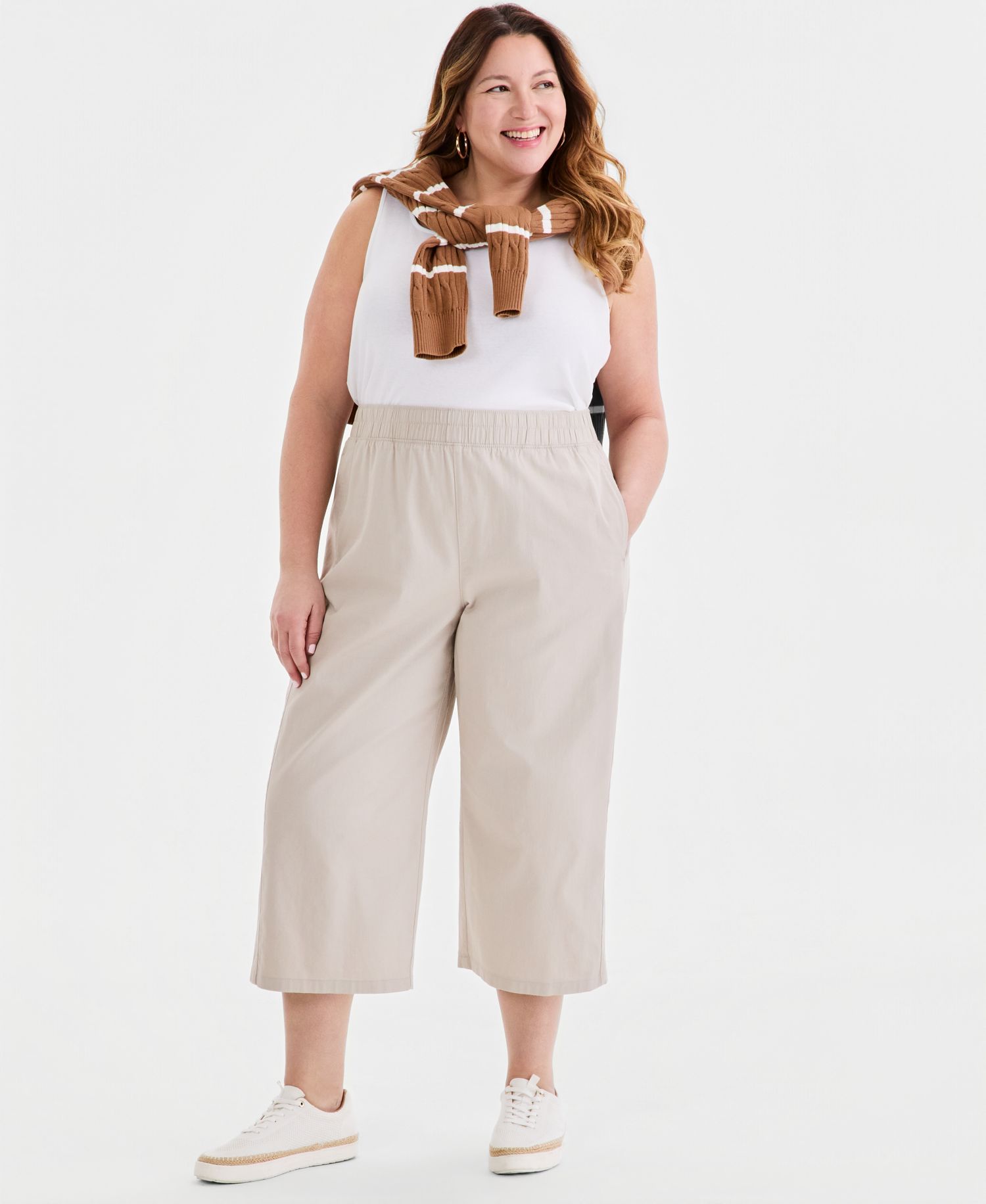 Women's Pull-On Wide-Leg Capri Pants
