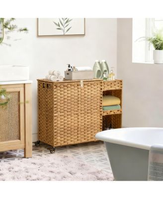 Gal. Rattan Laundry Hamper with Wheels, Liners, Mesh Bags, Durable