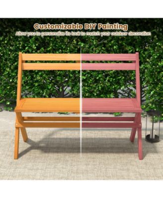 Foldable Outdoor Bench 2-Person Acacia Wood Patio Garden Bench Outside Loveseat