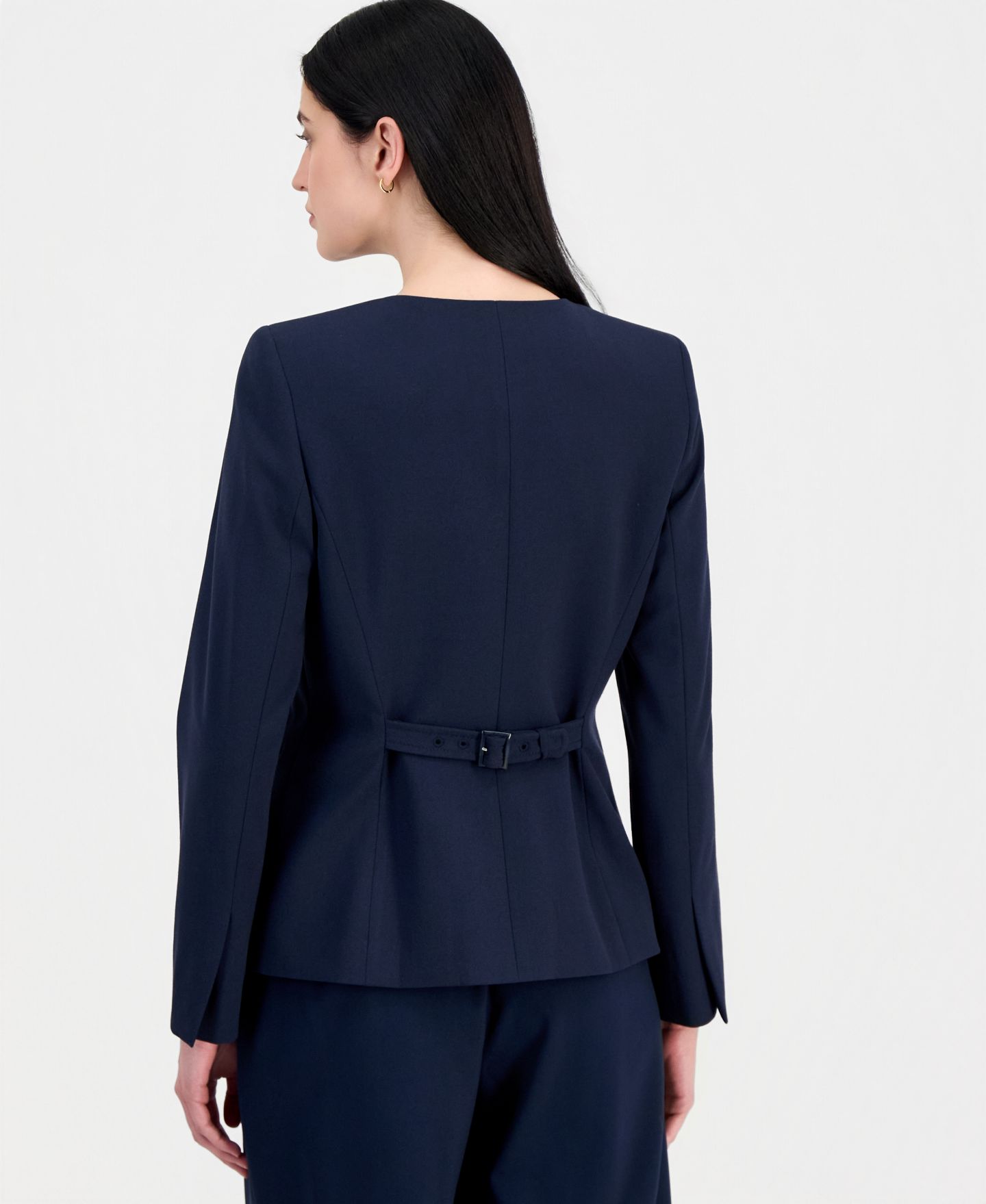 Женский пиджак Tahari ASL Collarless Button-Front Blazer, цвет: Тёмно-синий — фото 4