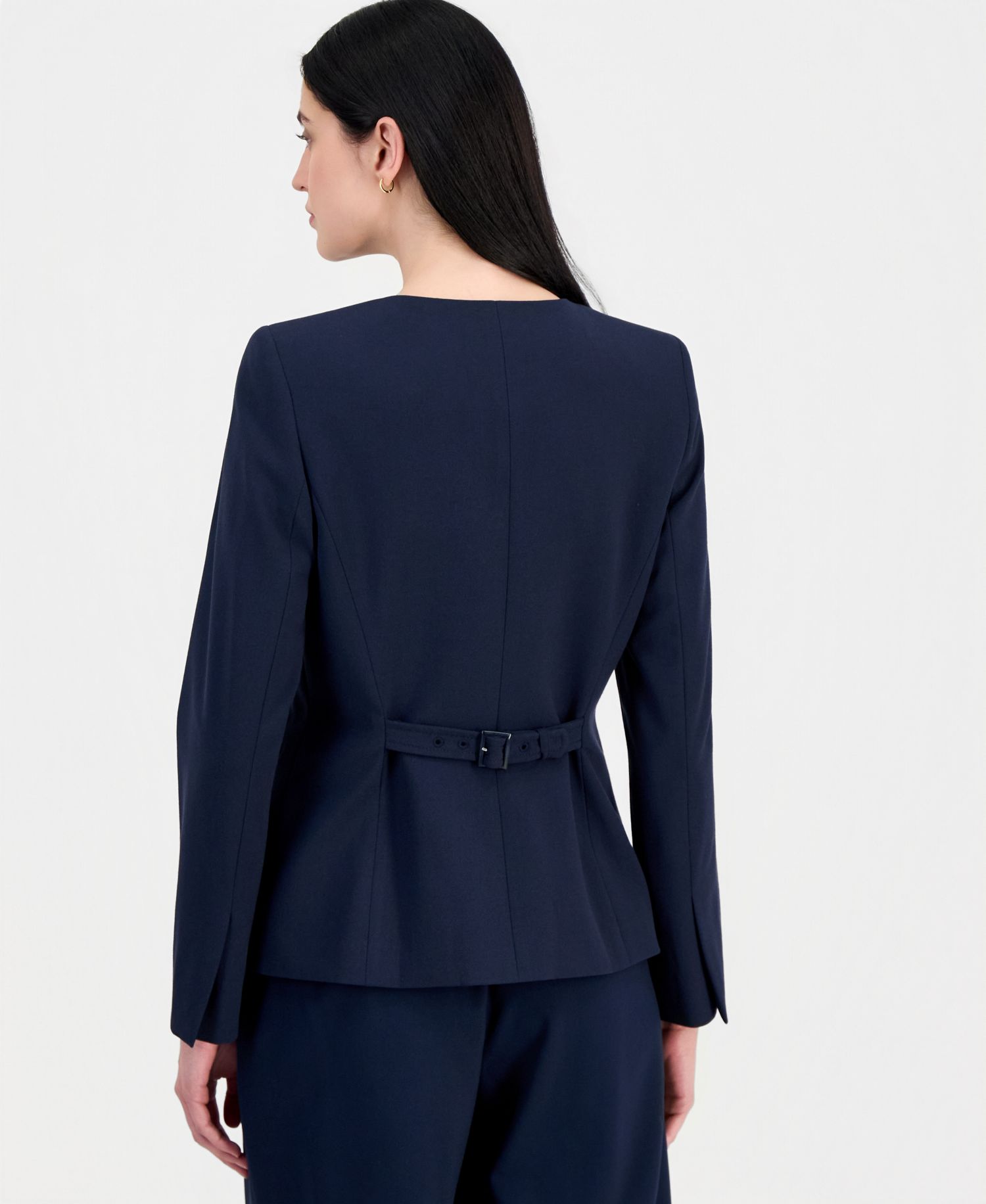 Women's Collarless Button-Front Blazer