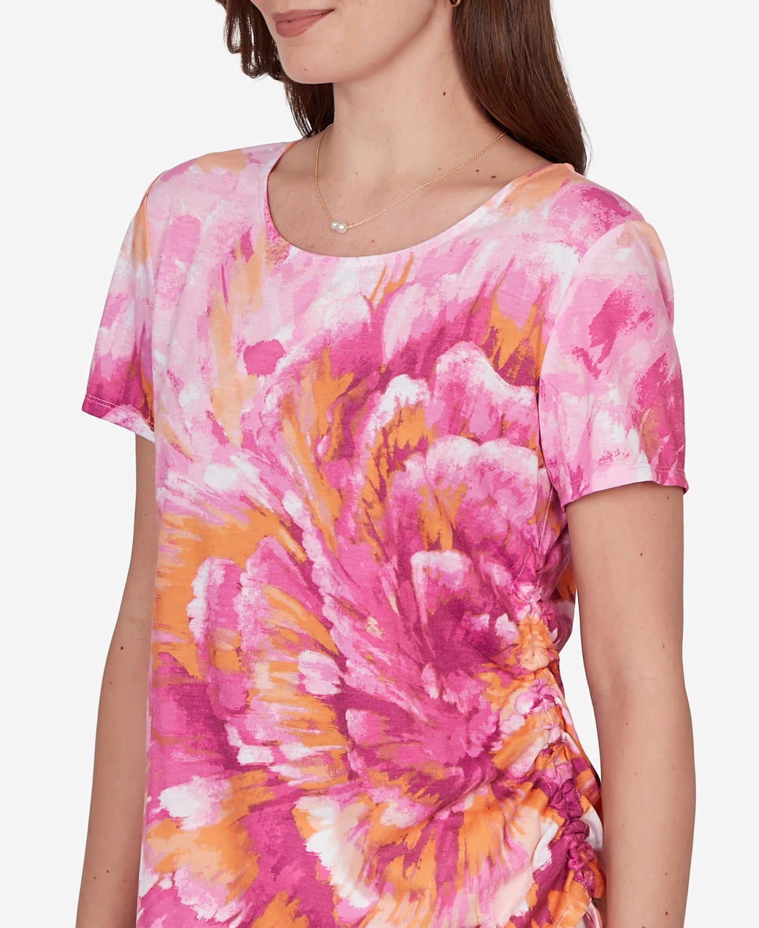 Petite Bold Watercolor Floral Knit T-Shirt