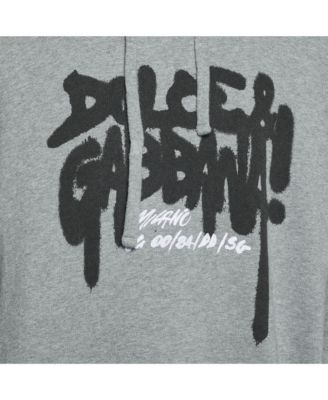 Men's Pre-Owned Dolce and Gabbana Grey Graffiti Logo Print Jersey Hoodie