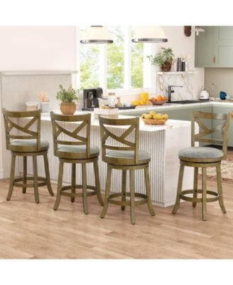 Swivel Bar Stools Set of 4 Counter Height Chairs with Hollow Back Soft-padded Seat