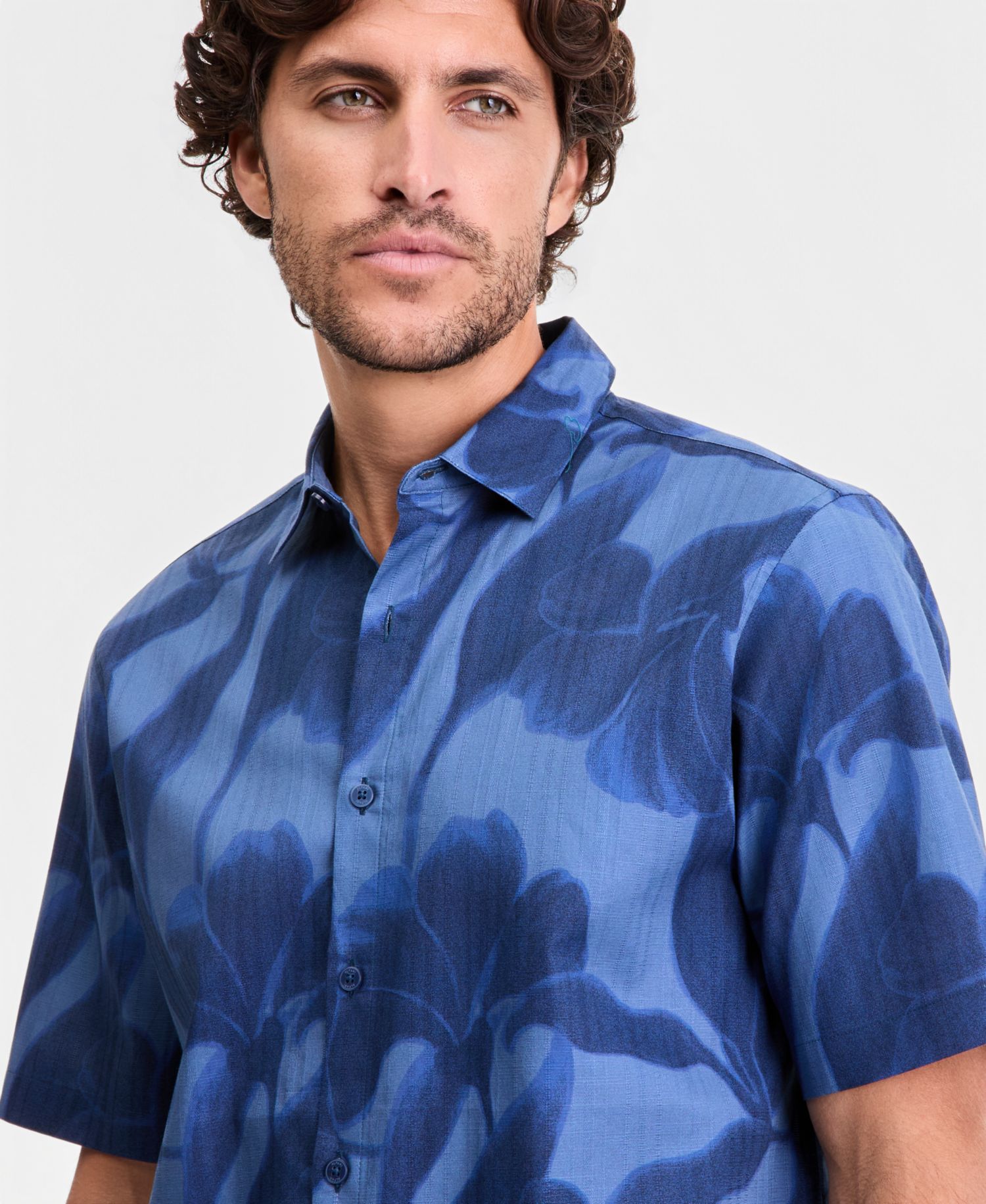 Men's Short-Sleeve Shadow Floral Shirt, Macy's Exclusive
