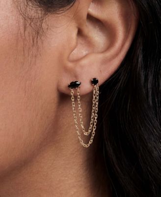 Double Piercing Chain Dangle Earrings