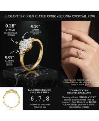 Elegant 14K Gold Plated Cubic Zirconia Cocktail Ring