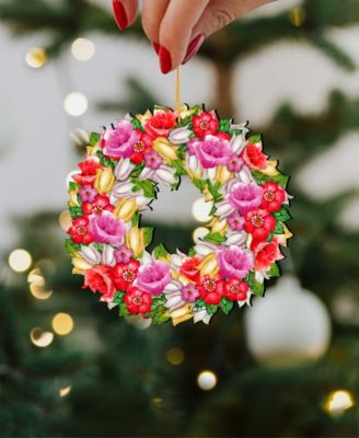 Love You Flowers Wreath Holiday Ornaments, Set of 2