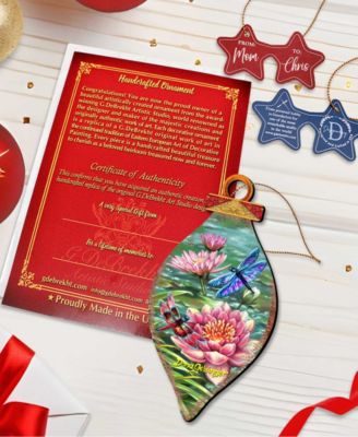 Dragonflies and Water Lilies Holiday Ornaments, Set of 2