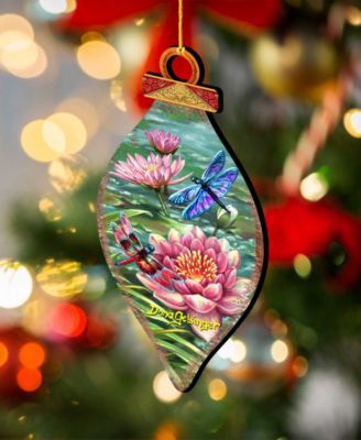 Dragonflies and Water Lilies Holiday Ornaments, Set of 2