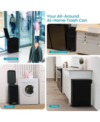 8 Gallon Slim Stainless Steel Kitchen Trash Can with Step Pedal and Soft Close Lid