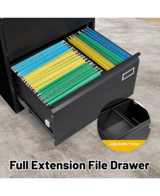 2 Drawer Lateral File Cabinet with Lock, Home Office Metal Filing Cabinet for Letter/Legal/A4/F4 Size