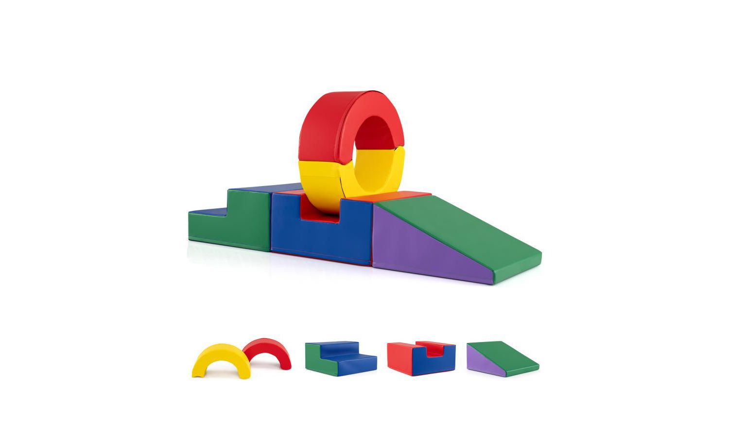 5-Piece Kids Foam Climbing Toys with PU Leather Cover