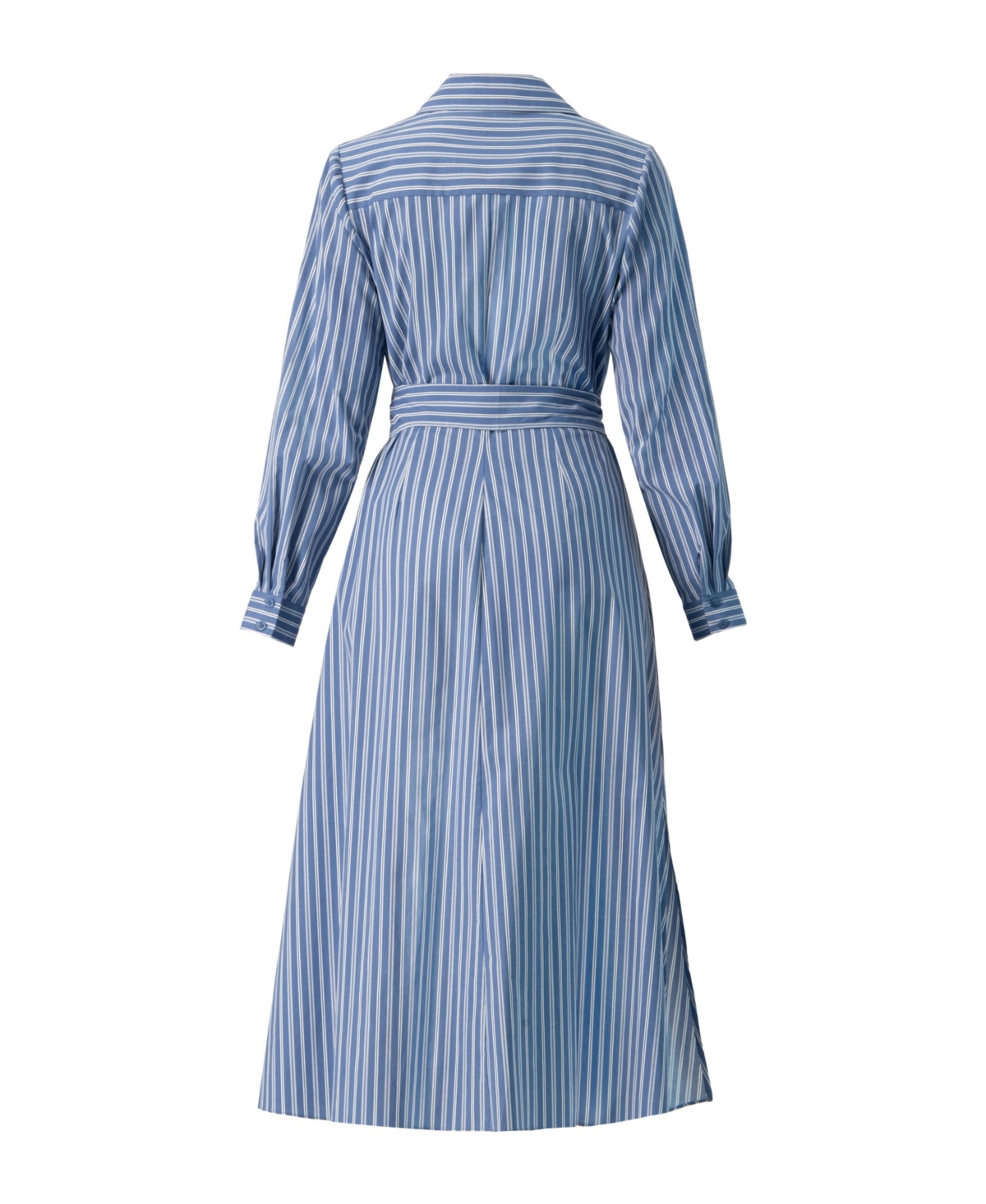 Ivonne Women's Striped Midi Collared Dress with Waist Tie