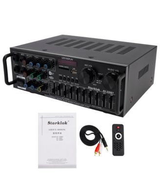 800W Bluetooth Stereo Amplifier, 2.1 Channel Home Audio with Karaoke, USB/SD & FM Radio