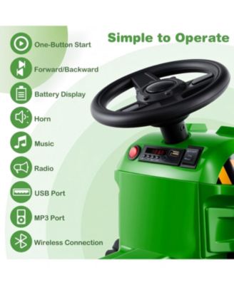 12V 2 in 1 Kids Ride On Tractor with Trailer and 3-Gear Shift