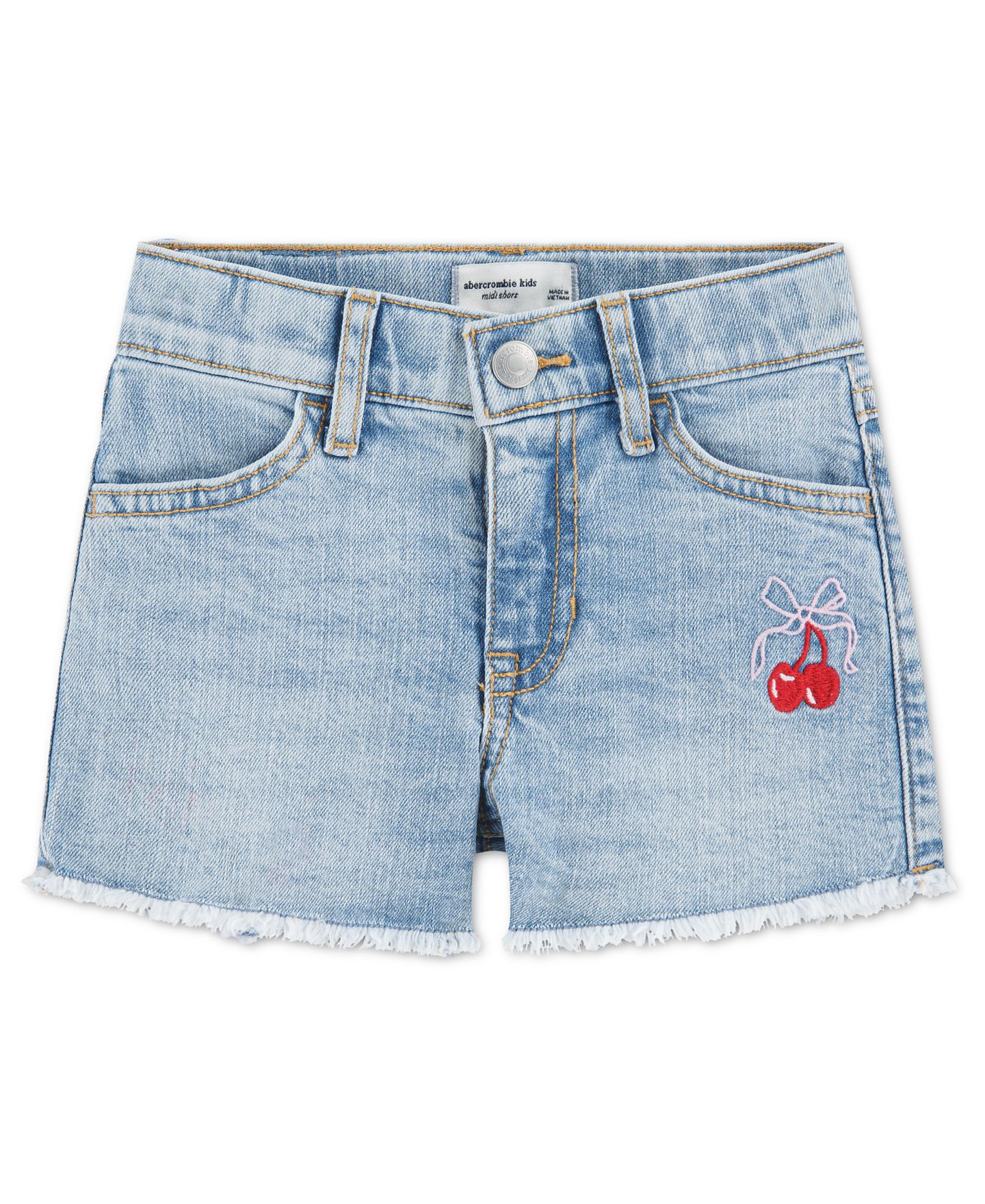 Шорты abercrombie kids Bow Cherry Denim Shorts для девочек-малышей, цвет: Синий — фото 1