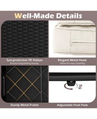 Set of 2 PE Wicker Outdoor Daybed w/4-Level Adjustable Backrest Storage Ottoman