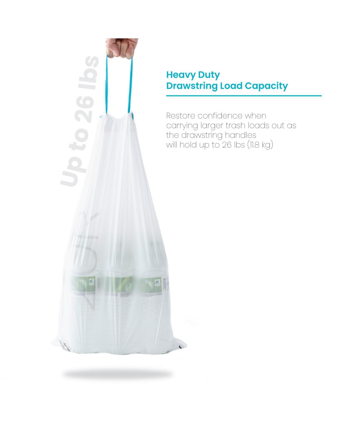 Home Zone Living Code 20R Drawstring Kitchen Trash Bags Custom Fit for 5 Gallon Recycling Bins, 60-Count