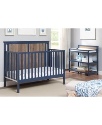  4in1 Convertible Crib Dual Tone Finish Solid Construction Three Adjustable Mattress Heights for Baby Nursery