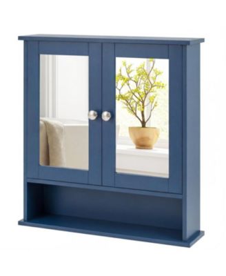 Wall Mounted Mirror Cabinet with Storage Shelf and Doors