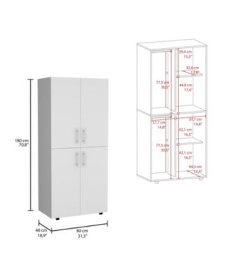 70inch Hazel Armoire 4-Door 6 Shelves 2 Hanging Rods Closet Cabinet