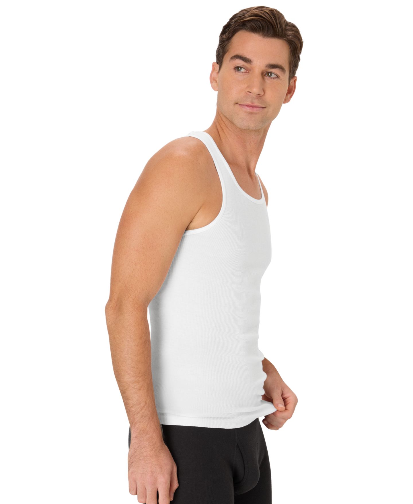 Мужские топы Hanes Ultimate Comfort Fit Tank Undershirt, 6-Pack, цвет: Разноцветный — фото 3