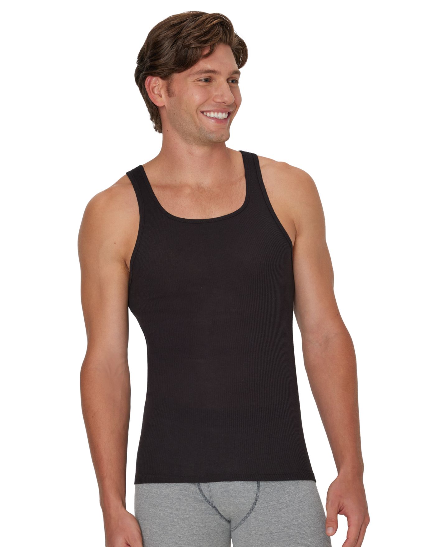 Мужские топы Hanes Ultimate Crewneck Tank Undershirt, 5-Pack, цвет: Assorted Colors — фото 4