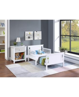 Reversible Panel Toddler Bed with Dual Tone Finish and Solid Wood Construction for Kids Bedroom