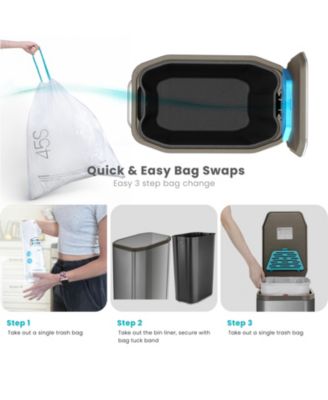 13 Gallon Slim Stainless Steel Kitchen Trash Can with Clean Aura Odor Control and Soft Close Lid