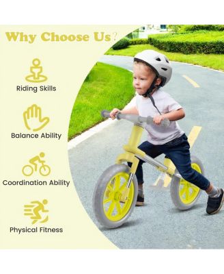12 Inch Balance Bike with Adjustable Seat and Rotatable Handlebar