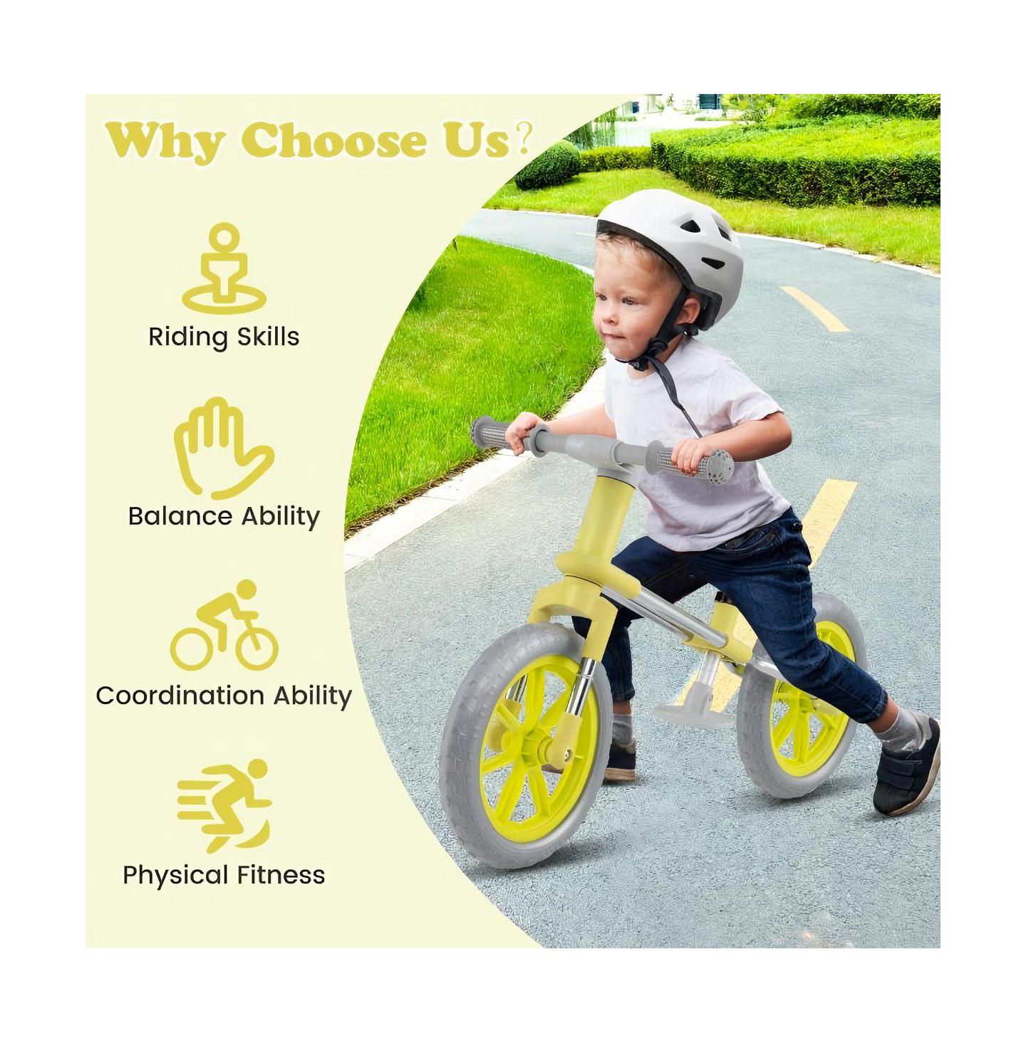 Детская игрушка HONGGE 12 Inch Adjustable Seat and Rotatable Handlebar Balance Bike, Ages 2-5, цвет: Зелёный — фото 5