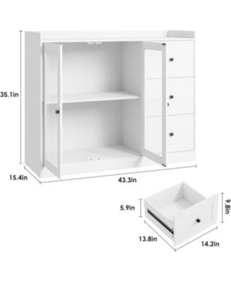 35 Inch Kitchen Hutch Storage Cabinet Coffee Bar Cabinet with 3 Drawers Pantry with Countertop Freestanding