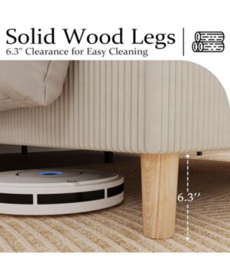 King Size Bed Frame, Corduroy Platform Bed Frame with 50'' Tall Wingback Headboard, Sturdy Wooden Slats Support, Noise Free