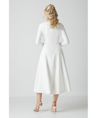 Women's V Neck Full Skirt Midi Dresses