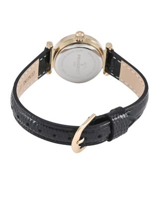 Women's Petite 25mm Sun-Moon Watch with Glossy Leather Strap