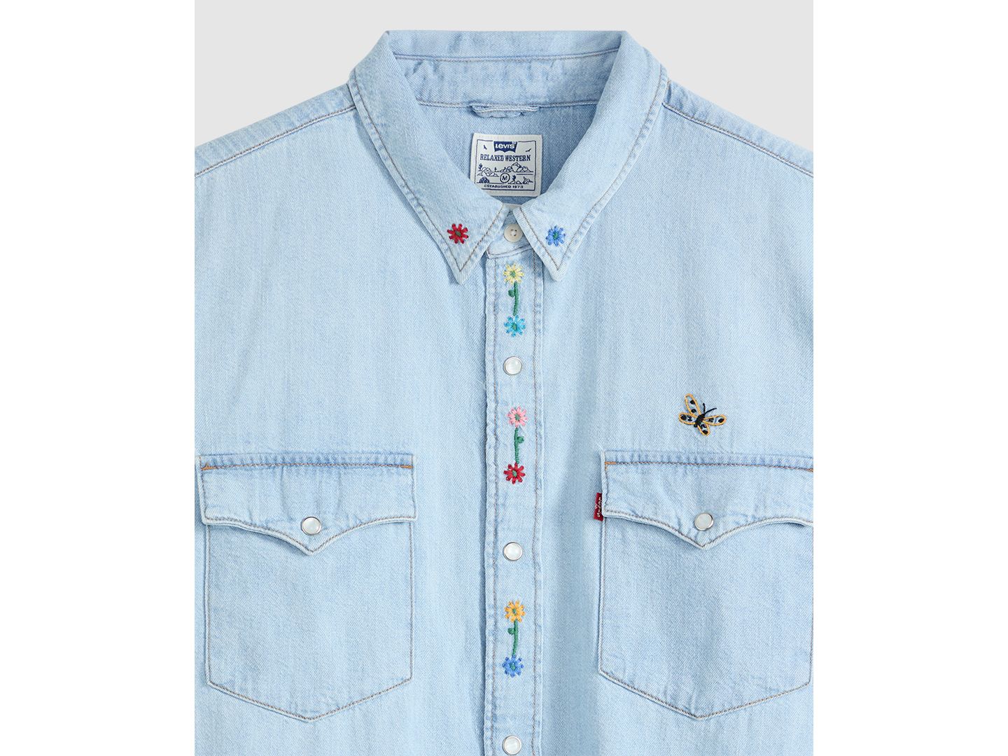 Мужская рубашка Levi's Premium Relaxed-Fit Western Embroidered, цвет: Spring Flowers — фото 6