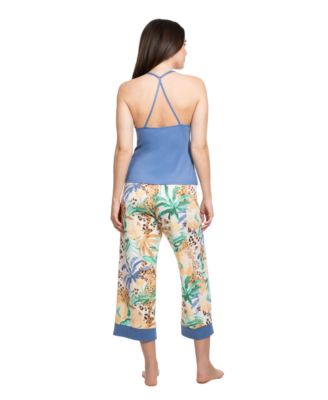 Women's Printed Long-Sleeve Wrapper, Camisole and Pants, 3-Piece Set
