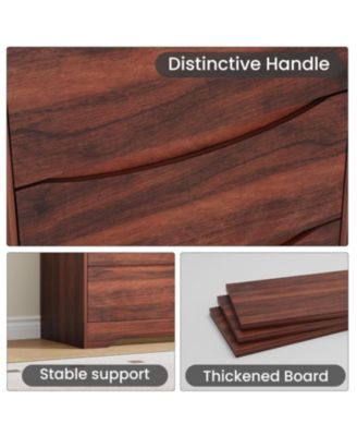  Wooden Dresser with 6 Drawers, Tall Modern Closet with Deep Storage, Large Chest of Drawers with Wide Top, Long Storage Dresser for Bedroom