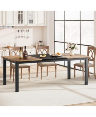78.7" Industrial Farmhouse Dining Table for 6-8, MDF Top & Metal Legs